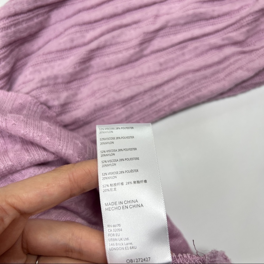 Urban Outfitters Lilac Cropped V-Neck Prairie Ribbed Babydoll Top - Picture 5 of 6